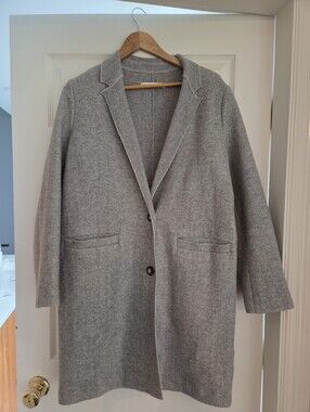 Zara Grey Wool Blend Long Coat – Size Large